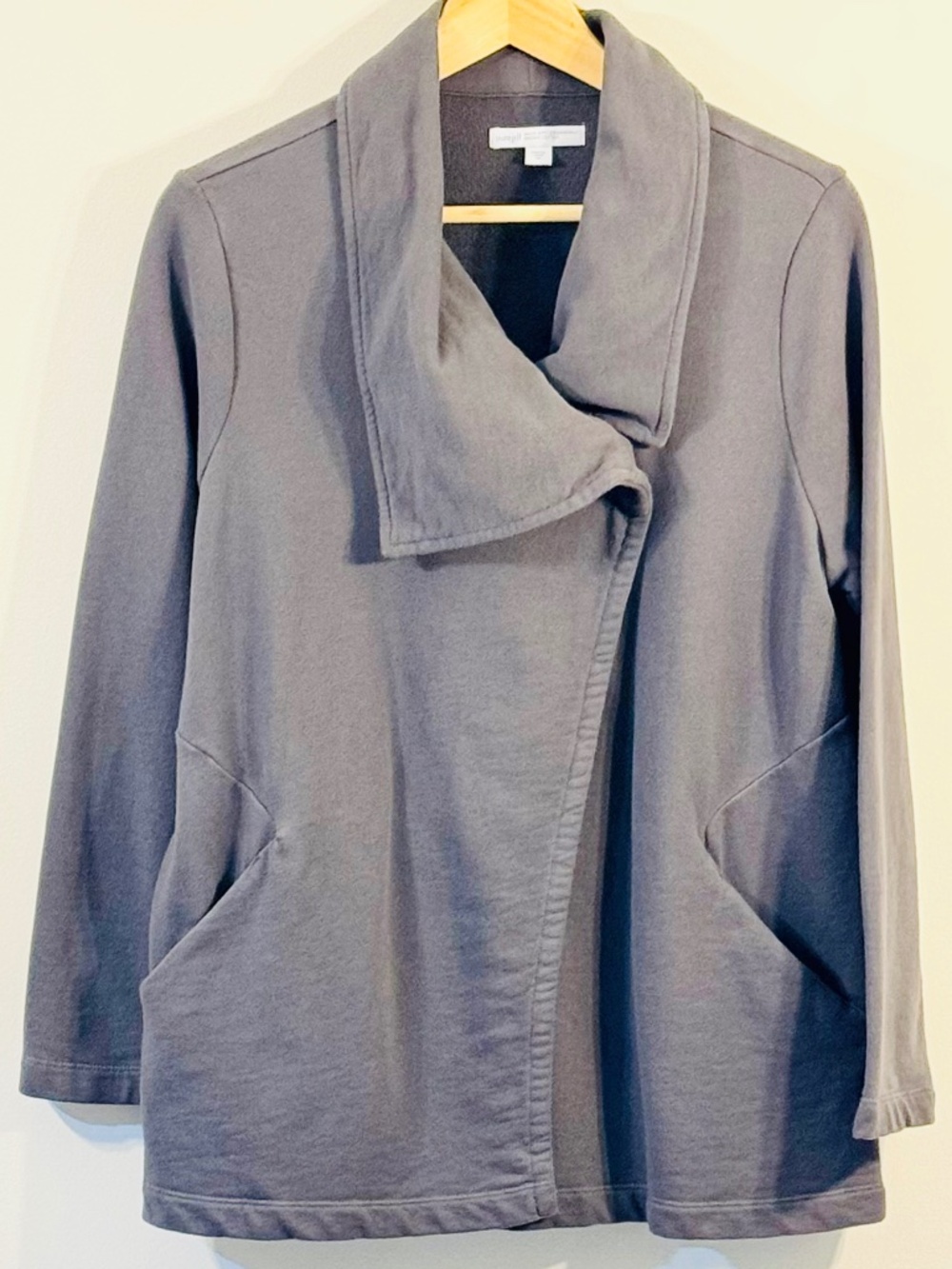 J Jill Pure Jill Organic Cotton Knit Jersey Jacket Asymmetric Moto Collar Sz MP